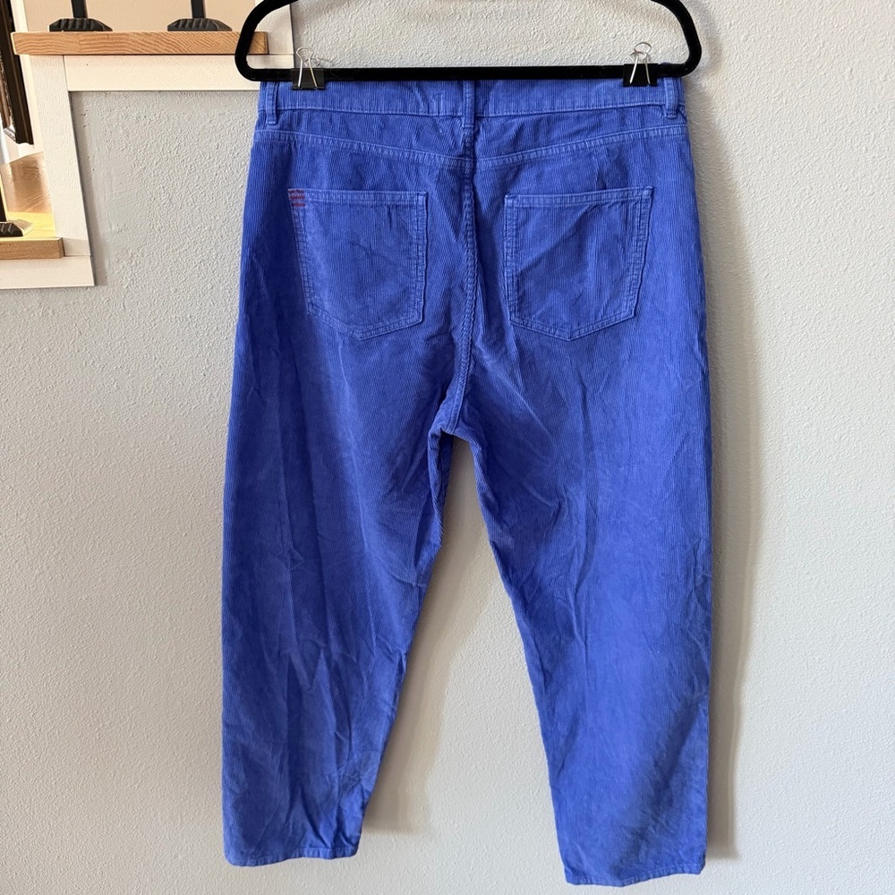 BDG Pegged Cowboy Blue Corduroy High-Waisted Relaxed Fit Straight Leg Pants - Picture 5 of 12